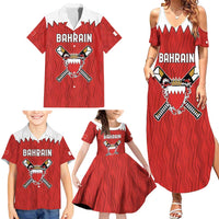 Custom Bahrain Cricket Family Matching Summer Maxi Dress and Hawaiian Shirt Coat of arms of Bahrain with Sporty Pattern - Wonder Print Shop