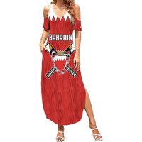 Custom Bahrain Cricket Family Matching Summer Maxi Dress and Hawaiian Shirt Coat of arms of Bahrain with Sporty Pattern - Wonder Print Shop
