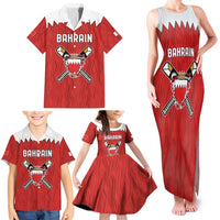 Custom Bahrain Cricket Family Matching Tank Maxi Dress and Hawaiian Shirt Coat of arms of Bahrain with Sporty Pattern - Wonder Print Shop