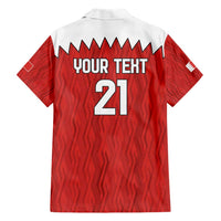 Custom Bahrain Cricket Hawaiian Shirt Coat of arms of Bahrain with Sporty Pattern - Wonder Print Shop