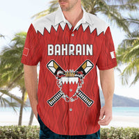 Custom Bahrain Cricket Hawaiian Shirt Coat of arms of Bahrain with Sporty Pattern - Wonder Print Shop