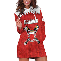 Custom Bahrain Cricket Hoodie Dress Coat of arms of Bahrain with Sporty Pattern - Wonder Print Shop
