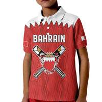 Custom Bahrain Cricket Kid Polo Shirt Coat of arms of Bahrain with Sporty Pattern - Wonder Print Shop