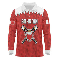 Custom Bahrain Cricket Long Sleeve Polo Shirt Coat of arms of Bahrain with Sporty Pattern - Wonder Print Shop