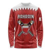 Custom Bahrain Cricket Long Sleeve Shirt Coat of arms of Bahrain with Sporty Pattern - Wonder Print Shop