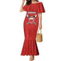 Custom Bahrain Cricket Mermaid Dress Coat of arms of Bahrain with Sporty Pattern - Wonder Print Shop
