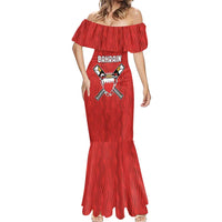 Custom Bahrain Cricket Mermaid Dress Coat of arms of Bahrain with Sporty Pattern - Wonder Print Shop