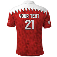 Custom Bahrain Cricket Polo Shirt Coat of arms of Bahrain with Sporty Pattern - Wonder Print Shop