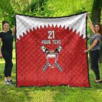 Custom Bahrain Cricket Quilt Coat of arms of Bahrain with Sporty Pattern - Wonder Print Shop