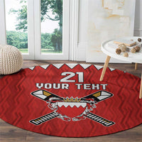 Custom Bahrain Cricket Round Carpet Coat of arms of Bahrain with Sporty Pattern