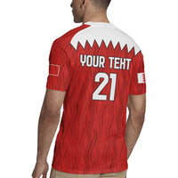 Custom Bahrain Cricket Rugby Jersey Coat of arms of Bahrain with Sporty Pattern - Wonder Print Shop