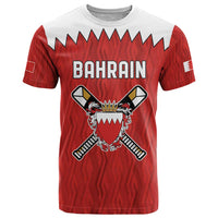 Custom Bahrain Cricket T Shirt Coat of arms of Bahrain with Sporty Pattern - Wonder Print Shop