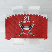 Custom Bahrain Cricket Tablecloth Coat of arms of Bahrain with Sporty Pattern - Wonder Print Shop