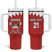 Custom Bahrain Cricket Tumbler With Handle Coat of arms of Bahrain with Sporty Pattern - Wonder Print Shop