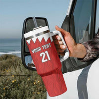 Custom Bahrain Cricket Tumbler With Handle Coat of arms of Bahrain with Sporty Pattern - Wonder Print Shop