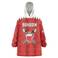 Custom Bahrain Cricket Wearable Blanket Hoodie Coat of arms of Bahrain with Sporty Pattern - Wonder Print Shop