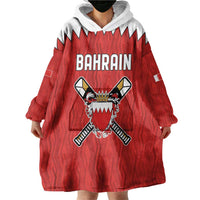 Custom Bahrain Cricket Wearable Blanket Hoodie Coat of arms of Bahrain with Sporty Pattern - Wonder Print Shop