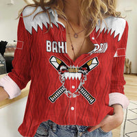 Custom Bahrain Cricket Women Casual Shirt Coat of arms of Bahrain with Sporty Pattern - Wonder Print Shop