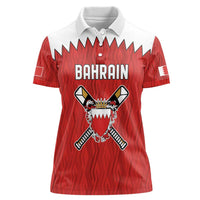 Custom Bahrain Cricket Women Polo Shirt Coat of arms of Bahrain with Sporty Pattern - Wonder Print Shop