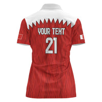 Custom Bahrain Cricket Women Polo Shirt Coat of arms of Bahrain with Sporty Pattern - Wonder Print Shop