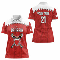 Custom Bahrain Cricket Women Polo Shirt Coat of arms of Bahrain with Sporty Pattern - Wonder Print Shop