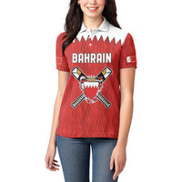 Custom Bahrain Cricket Women Polo Shirt Coat of arms of Bahrain with Sporty Pattern - Wonder Print Shop
