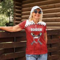 Custom Bahrain Cricket Women Polo Shirt Coat of arms of Bahrain with Sporty Pattern - Wonder Print Shop