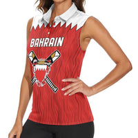 Custom Bahrain Cricket Women Sleeveless Polo Shirt Coat of arms of Bahrain with Sporty Pattern - Wonder Print Shop