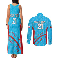 Custom Kuwait Cricket Couples Matching Tank Maxi Dress and Long Sleeve Button Shirt Kuwayt Sporty Pattern LT9 - Wonder Print Shop