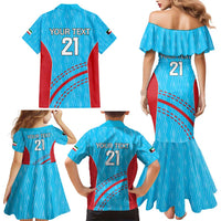 Custom Kuwait Cricket Family Matching Mermaid Dress and Hawaiian Shirt Kuwayt Sporty Pattern LT9 - Wonder Print Shop