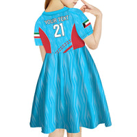 Custom Kuwait Cricket Kid Short Sleeve Dress Kuwayt Sporty Pattern - Wonder Print Shop