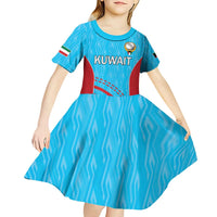 Custom Kuwait Cricket Kid Short Sleeve Dress Kuwayt Sporty Pattern - Wonder Print Shop