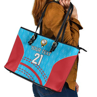 Custom Kuwait Cricket Leather Tote Bag Kuwayt Sporty Pattern - Wonder Print Shop