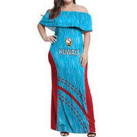 Custom Kuwait Cricket Off Shoulder Maxi Dress Kuwayt Sporty Pattern - Wonder Print Shop