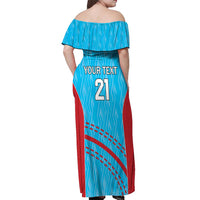 Custom Kuwait Cricket Off Shoulder Maxi Dress Kuwayt Sporty Pattern - Wonder Print Shop
