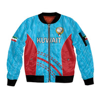 Custom Kuwait Cricket Sleeve Zip Bomber Jacket Kuwayt Sporty Pattern - Wonder Print Shop