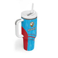 Custom Kuwait Cricket Tumbler With Handle Kuwayt Sporty Pattern - Wonder Print Shop