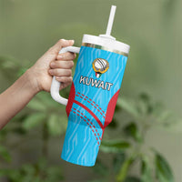 Custom Kuwait Cricket Tumbler With Handle Kuwayt Sporty Pattern - Wonder Print Shop