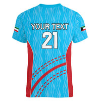Custom Kuwait Cricket Women V-Neck T-Shirt Kuwayt Sporty Pattern - Wonder Print Shop