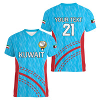Custom Kuwait Cricket Women V-Neck T-Shirt Kuwayt Sporty Pattern - Wonder Print Shop