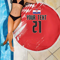 Croatia Rugby Custom Beach Blanket Chessboard with Sporty Pattern LT9 - Wonder Print Shop