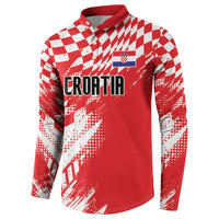 Croatia Rugby Custom Button Sweatshirt Chessboard with Sporty Pattern LT9 - Wonder Print Shop