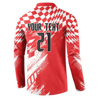 Croatia Rugby Custom Button Sweatshirt Chessboard with Sporty Pattern LT9 - Wonder Print Shop