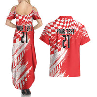 Croatia Rugby Custom Couples Matching Summer Maxi Dress and Hawaiian Shirt Chessboard with Sporty Pattern LT9 - Wonder Print Shop