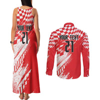 Croatia Rugby Custom Couples Matching Tank Maxi Dress and Long Sleeve Button Shirt Chessboard with Sporty Pattern LT9 - Wonder Print Shop