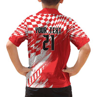 Croatia Rugby Custom Family Matching Off Shoulder Short Dress and Hawaiian Shirt Chessboard with Sporty Pattern LT9 - Wonder Print Shop