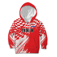 Croatia Rugby Custom Kid Hoodie Chessboard with Sporty Pattern - Wonder Print Shop