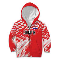Croatia Rugby Custom Kid Hoodie Chessboard with Sporty Pattern - Wonder Print Shop