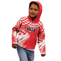 Croatia Rugby Custom Kid Hoodie Chessboard with Sporty Pattern - Wonder Print Shop