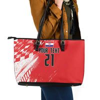 Croatia Rugby Custom Leather Tote Bag Chessboard with Sporty Pattern - Wonder Print Shop